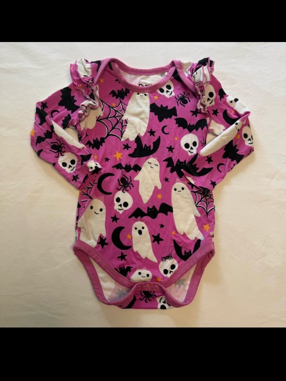 Play by Little Sleepies 12-18 Months Spooky Cute Purple Ghost Ruffle Bodysuit